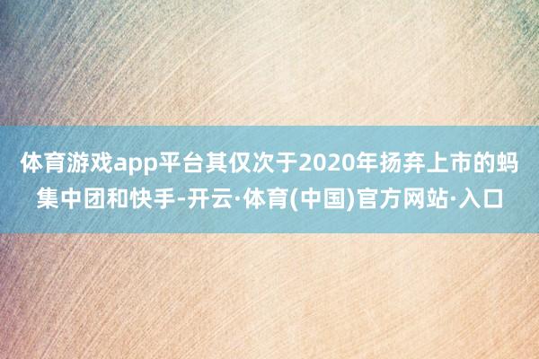 体育游戏app平台其仅次于2020年扬弃上市的蚂集中团和快手-开云·体育(中国)官方网站·入口